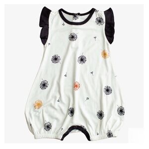 NEW WITH DEFECTS Bestaroo Baby Girls Dandelions Flutter Romper In White 6-12M